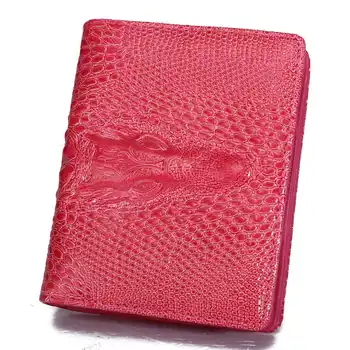 

Osmond Women Wallets Short Purse 3D Crocodile Grain Leather Small Wallet Lady ID Credit Card Holders Money Coin Purses Rose red