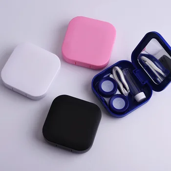 

1PC New Solid plastic Contact Lens Case Eyes Care Kit Holder Container Gift Travel Portable Sifang smooth surface Accessaries