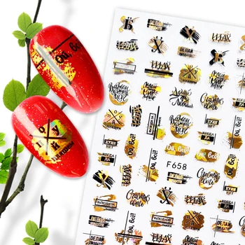 

3D Nail Sticker Decals Bronzing Line Letter Design Nail Art Decorations Stickers Sliders Manicure Accessories Nails Decoraciones