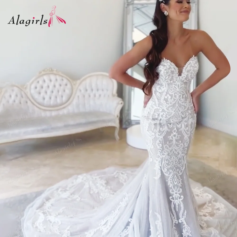 Off Shoulder Mermaid Wedding Dress Boho Beach Wedding Dress Long Train Bridal Dresses Elegant Wedding Gown vestido de noiva reception dress for bride