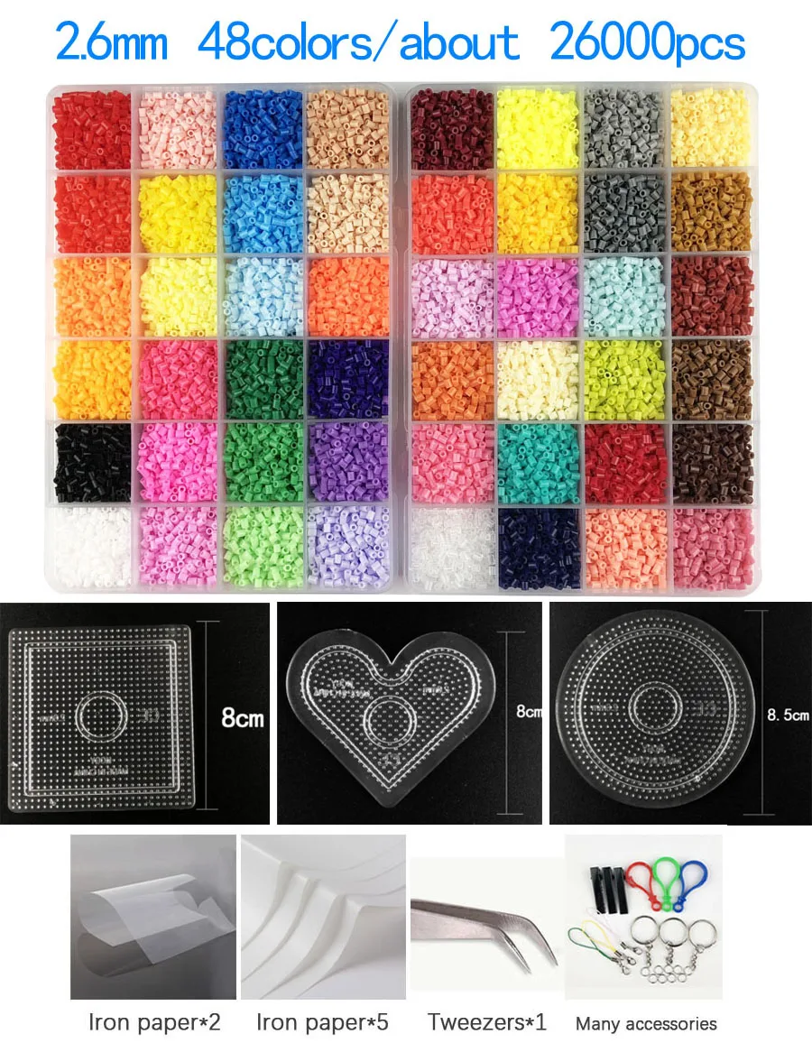 

2,6 мм 5 мм 24/72 цветов Коробка Hama бусины игрушки Perler Обучающие Детские 3D Пазлы diy железные предохранители бусины перфорированная доска листы гладильная бумага