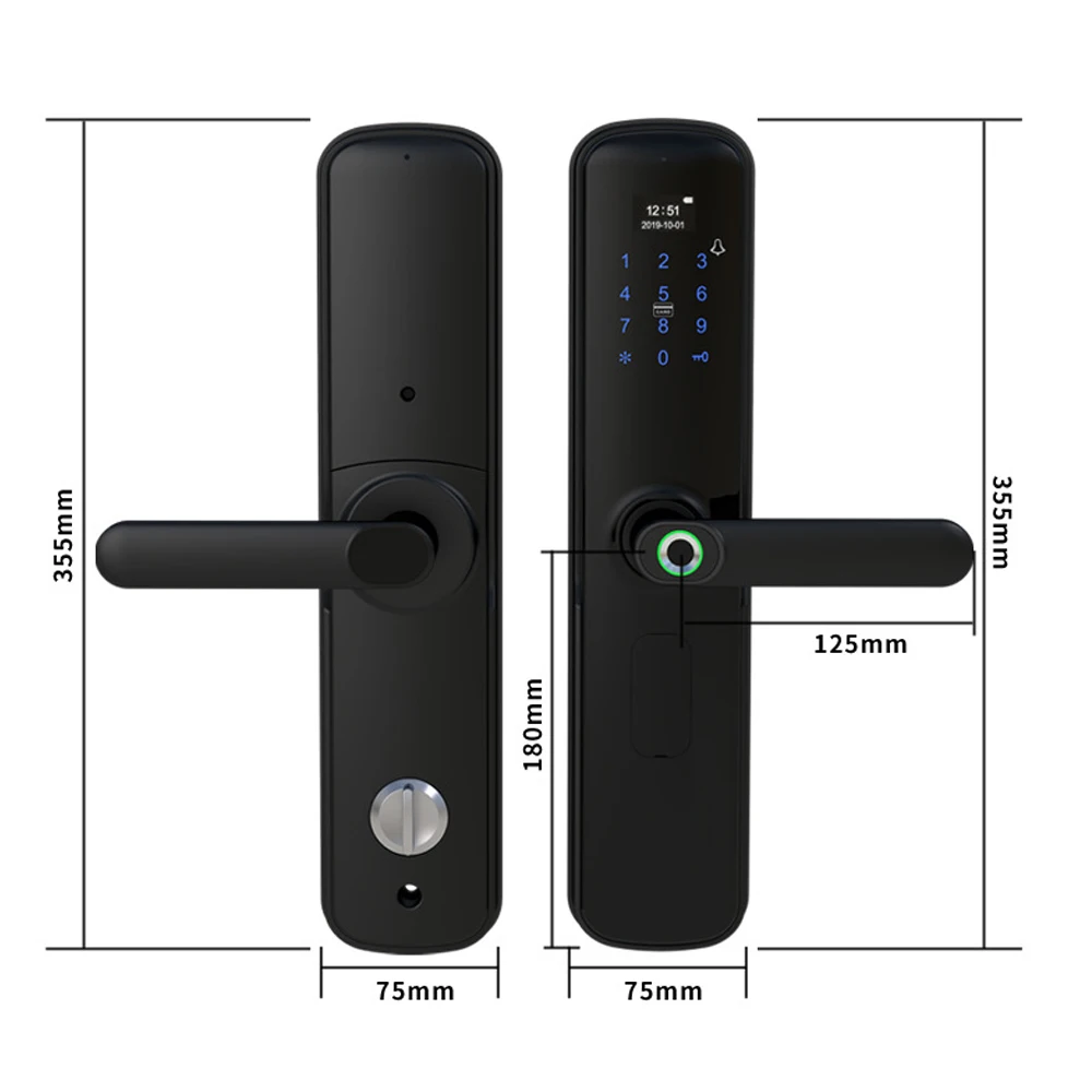 Smart Keyless Biometric Fingerprint Door Lock With Touch Screen Keypad Combination Password Card Unlocking Way