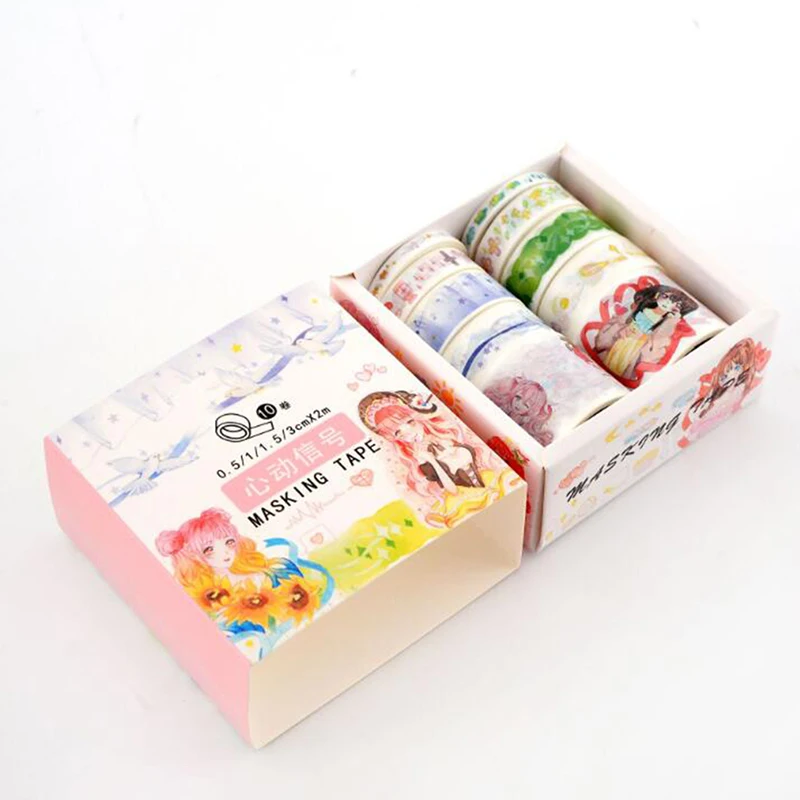 10 шт./компл. мультфильм фольгированные лента Washi японский Бумага DIY планировщик изоляционная лента клейкая наклейки с лентами Декоративные Канцелярские Ленты