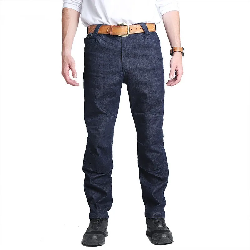 Urban Tactical Elasticity Army Fan Black Training Denim Trousers Spring Autumn Outdoor Hiking Sports Riding Stretch Pocket Pants