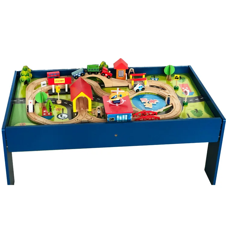 

Wood Small Train Camera Track Set Combination Game Table 3-5-7-Year-Old Boy Building Blocks CHILDREN'S Toy