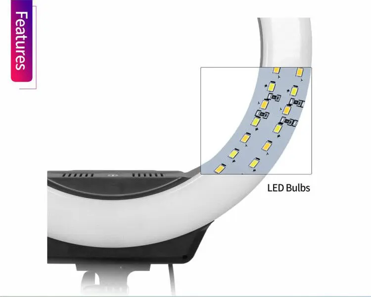 1" 320 шт светодиодный кольцевой светильник с батареей 3200-6500K Диммируемый фотографический светильник ing кольцевой светильник селфи для камеры телефона студии
