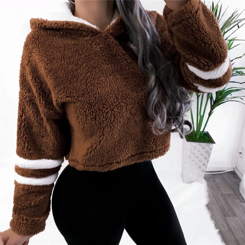 

Brand New 2020 Women Winter Warm Fleece Hoodies and Sweatshirt Elegant Long Sleeve Hooded Pullover Top Ladies truien Streetwear