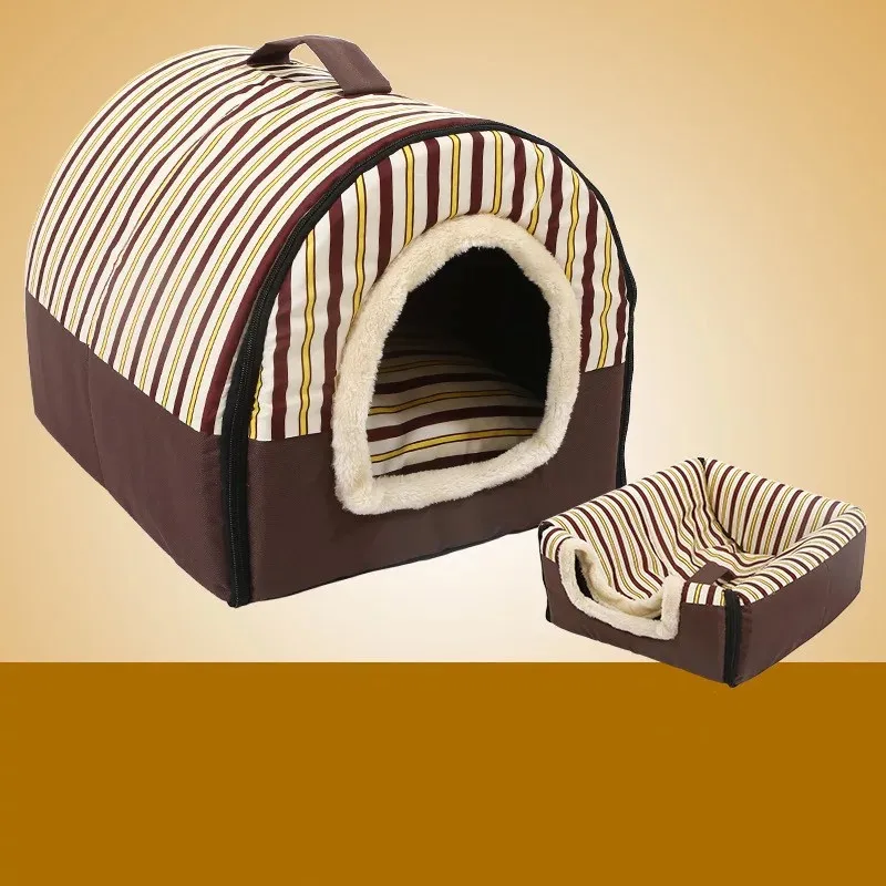 coffee striped MTL Puppy питомник диван из флиса мягкая теплая кровать для питомца кошка кровать пещера собачий дом кровати для собак для маленьких больших собак кошка спальный мешок - Цвет: coffee striped