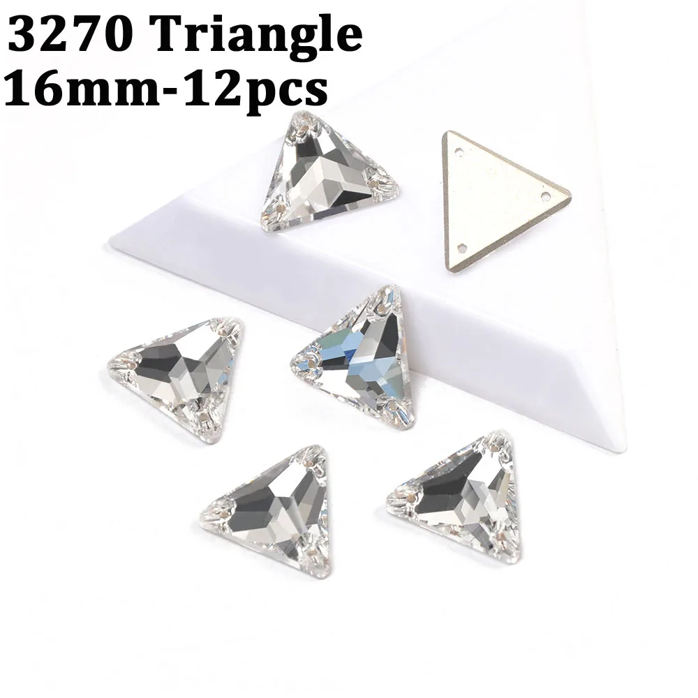 Triangle 16mm-12pcs CTPA3bI Кристалл высокого качества формы смешивания пришить на стеклянные стразы с отверстиями камень DIY свадебное платье украшение одежды - Цвет: Triangle 16mm-12pcs