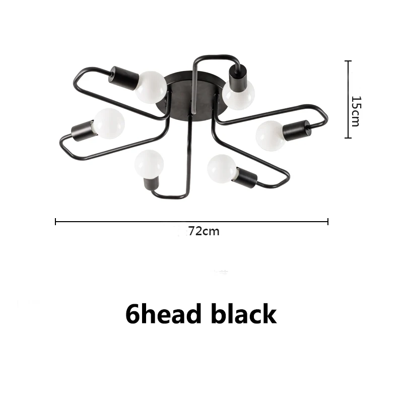 black 6head 72cm Скандинавский светодиодный потолочный светильник s Ретро Лофт ветка Chander потолочный светильник для гостиной спальни винтажный светильник - Цвет корпуса: black 6head 72cm