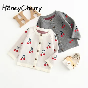 

Kids Cardigan Sweater Sweet Little Cherry Cardigan Jacket Pure Cotton Sweater For Outwear Cotton Sweaters Kids