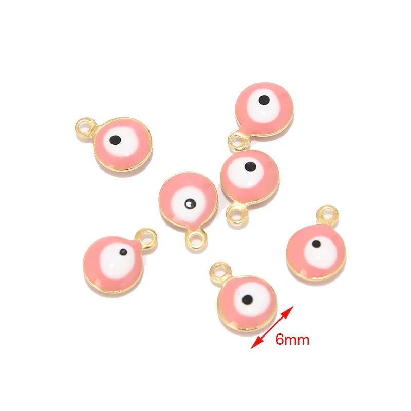 6mm Pink Gold 20 шт золотые бусины от сглаза из нержавеющей стали 6 мм/8 мм бусины от сглаза для браслета для ожерелья для ножного браслета - Окраска металла: 6mm Pink Gold