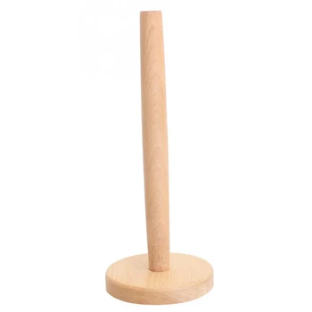 

Kitchen Wooden Roll Paper Towel Holder Bathroom Tissue Toilet Paper Stand Napkins Rack Home Table Tool Accessories Round Base