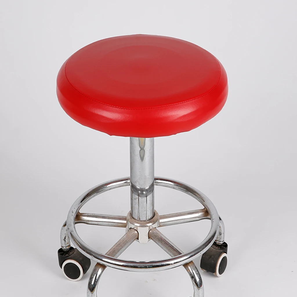 Stretch Bar Stool Covers Waterproof PU Round Rotatable Chair Seat Cases