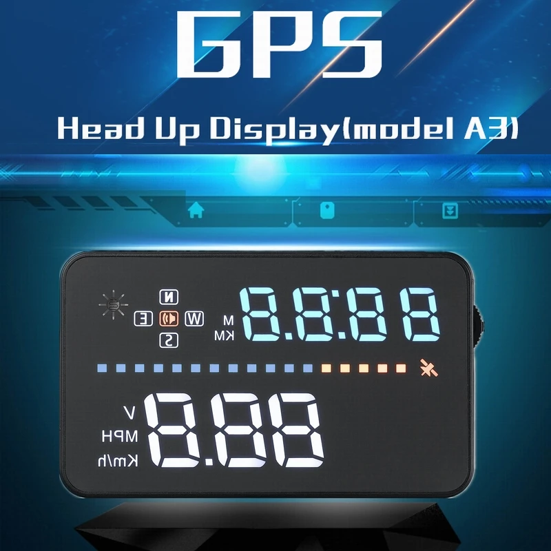 Gps измеритель скорости дисплей цифровой дисплей скорости MPH над скоростью компас с сигнализацией для всех транспортных средств лобовое стекло проектор A3