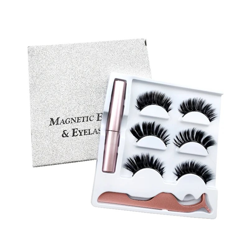 3 Pair New Top Fashion 3D Magnetic False Eyelashes Reusable False Eye Lashes Magnet Eyelashes Eye Makeup Extension Tools
