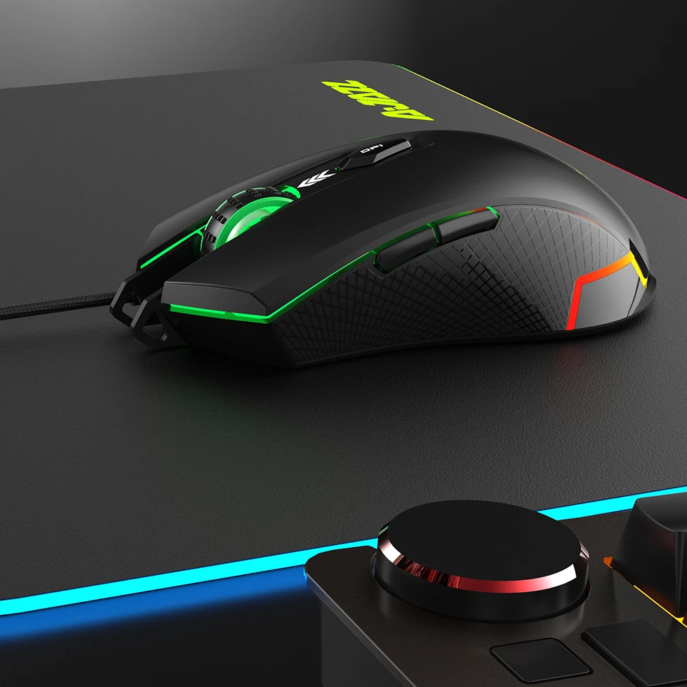 Ajazz AJ203 USB Проводная игровая мышь 7 кнопок 3000 dpi RGB компьютерная мышь с подсветкой оптическая Эргономика игровая мышь для Esport ноутбук для геймеров