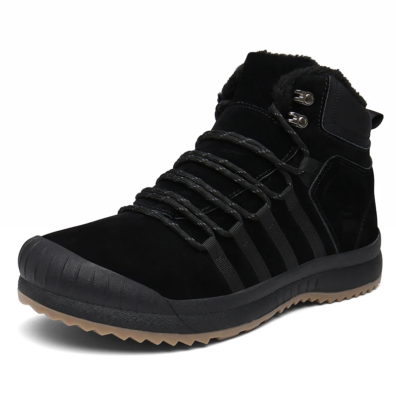 

Oeak High Top Rubber Ankle Boots Leather Men Boots Winter With Fur Warm Snow Boots Men Winter Work Casual Shoes Sneakers