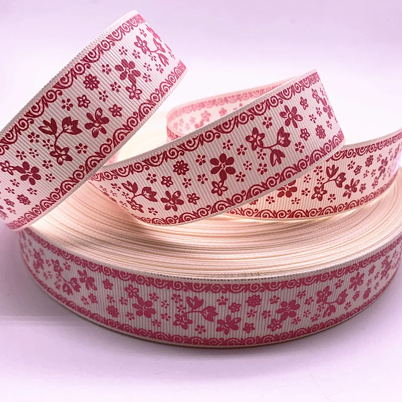 그로스그레인 리본 프린트 꽃, 크리스마스 웨딩 장식, DIY 바느질 수공예, 5 야드, 25mm(1 인치), 신제품