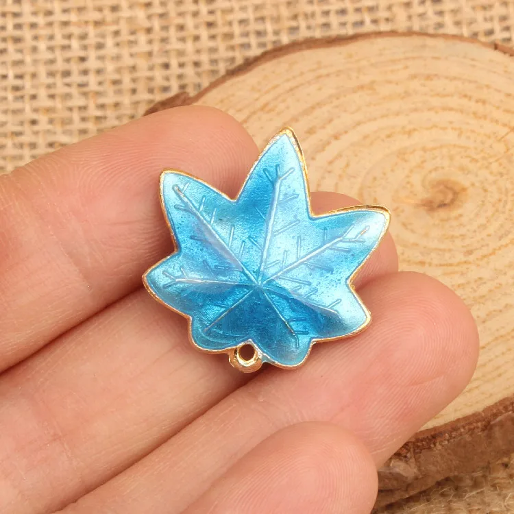 Handmade Enamel Filigree Maple Leaf Cloisonne Beads For DIY Baby