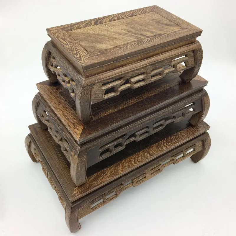 

Mahogany Carving Crafts Buddha Ornament Base Chicken Wings Wood Rectangular Solid Wood Torquay Stone Base Wholesale
