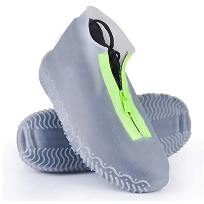 Men White Shoe Covers Zipper Reusable Waterproof Shoes Cover Women's