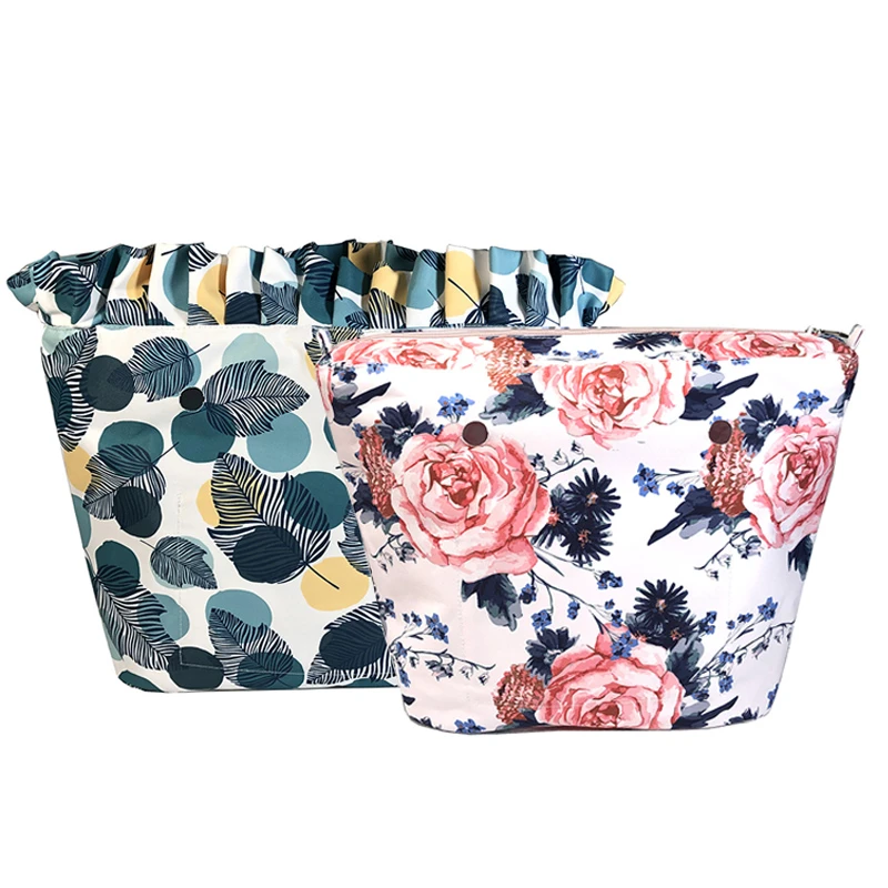 designer bags Floral Border Lining Colorful Print  Inner Zipper Pocket For Classic Mini Obag insert with inner waterproof coating for O bag wristlet corsage