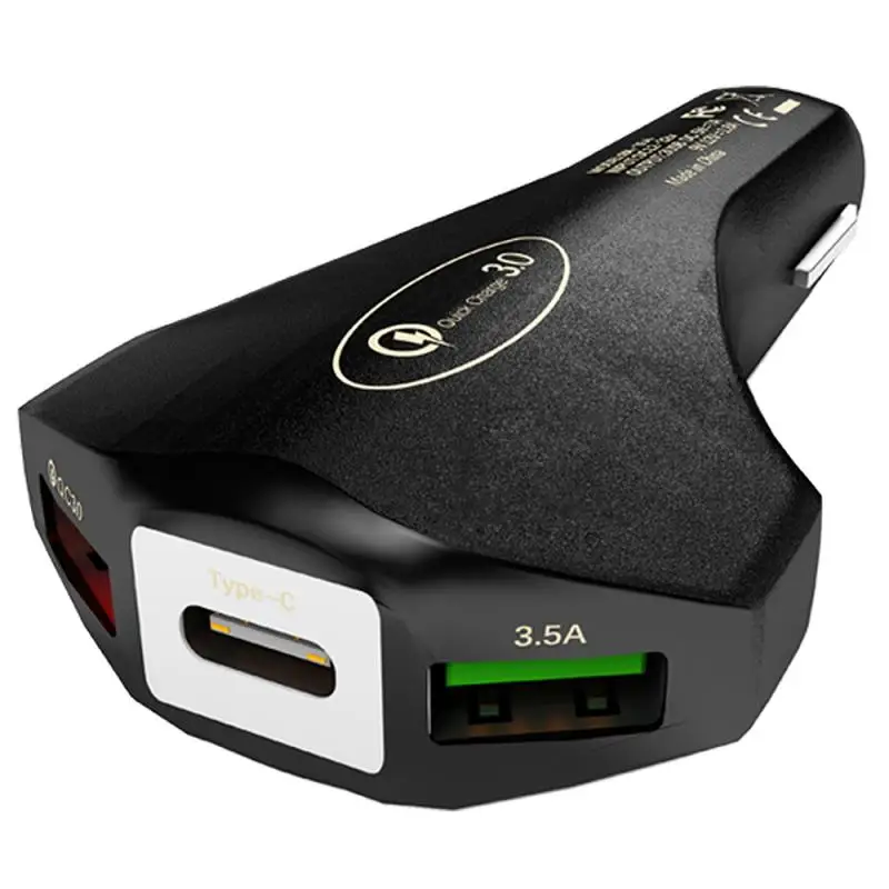 QC3.0 автомобильное зарядное устройство 3.5A один для трех двойной USB быстрое зарядное устройство type-C автомобильное зарядное устройство адаптер безопасности молоток