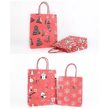 

Christmas Gift Paper Bags 12Pcs Portable Biscuits Goodies Holders Tote Containers For Party Holiday Home Bakery Restaurant