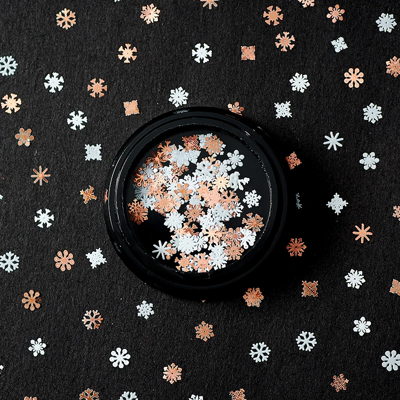 3D золотой микс Рождество выдалбливают снежинки Блестки для ногтей снежные хлопья украшения для ногтей зимние аксессуары для ногтей