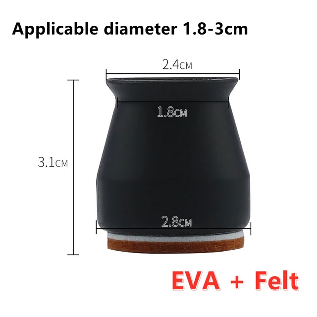 Chair Legs Protectors Table Foot Cover Silicone Chair Caps with Felt EVA Pads for Protecting Floors from Scratches and Noise #30 black S
