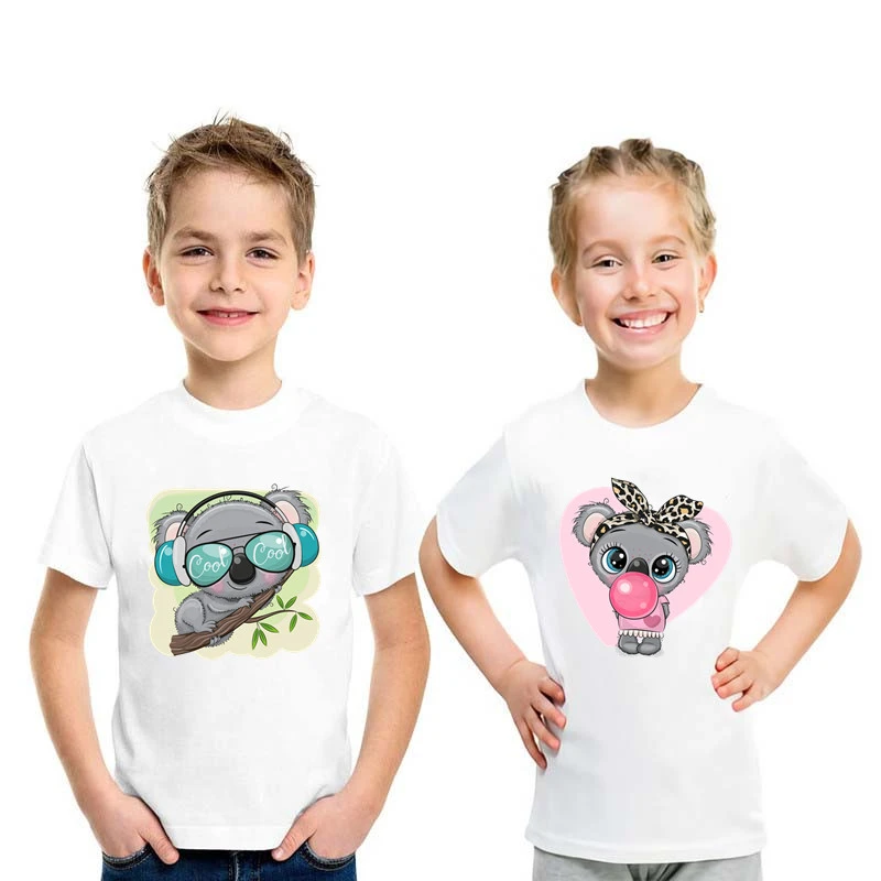 roblox t shirt Summer Kids T Shirt Koala On The Tree Cartoon Print Funny Animal Boys T shirt Casual Baby Girls Clothes Children Tops,HKP5445 christmas shirts