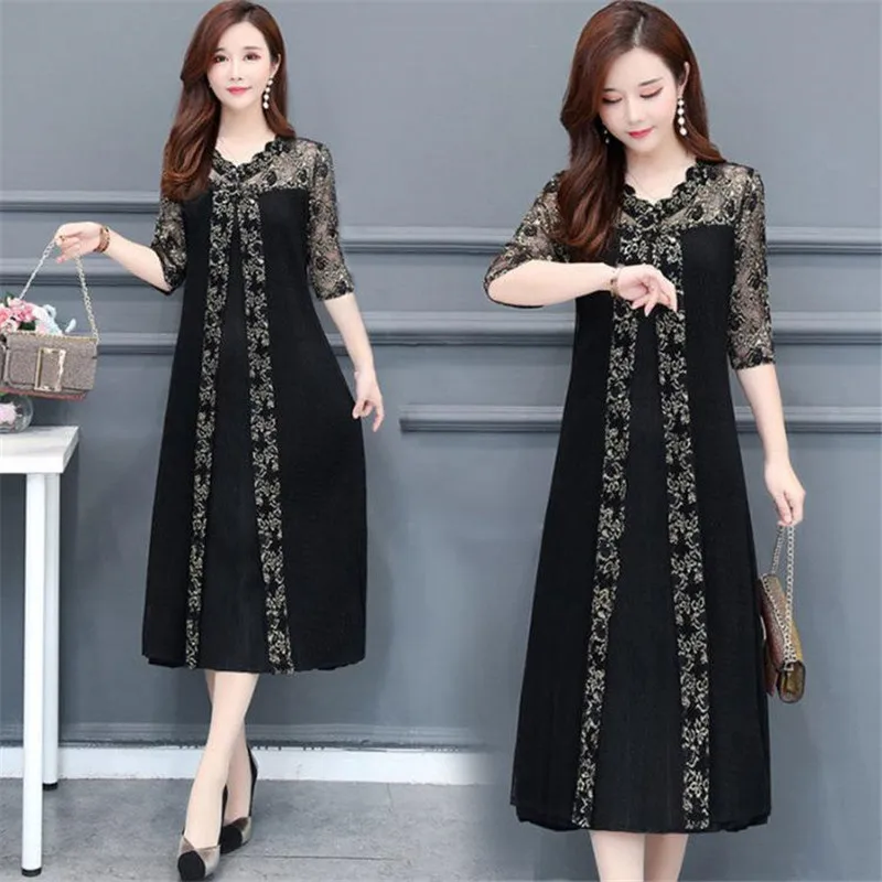 Большие размеры, женское платье, осень-весна, винтажное, Vestidos, кружевное, с принтом, черное, длинное, для вечеринок, элегантное, повседневное, макси, ropa mujer, 5XL