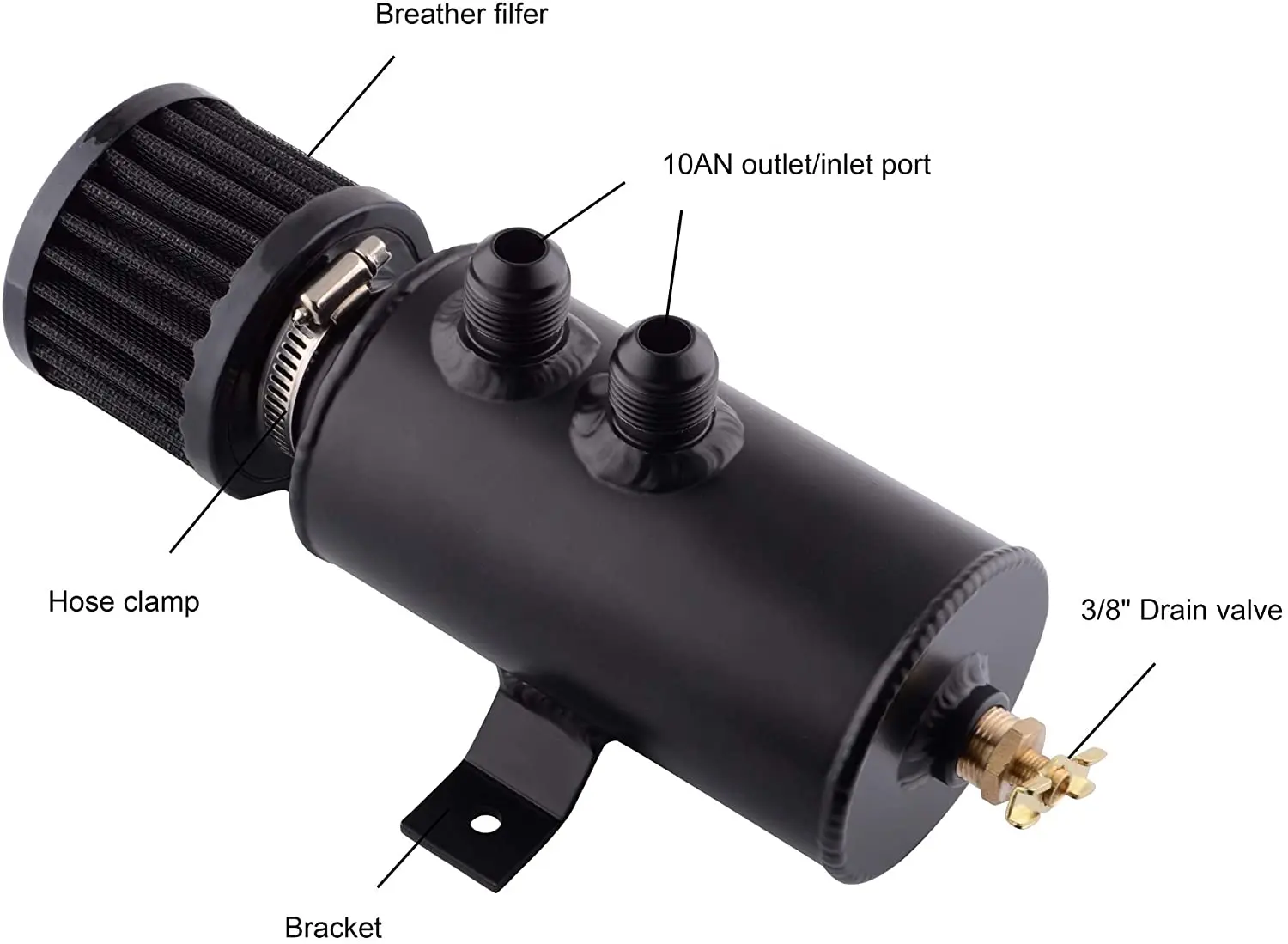 750ml Aluminum AN10 Oil Catch Can Exhaust Reservoir Tank with Breather Filter Baffled Kit Fuel Tank OCC-1011 oil catch can