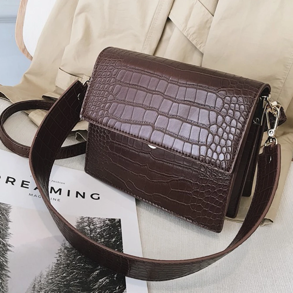 

Women Messenger Bag Designer Luxury Flap Bag Quality Leather Crocodile Pattern Female Shoulder Bag Casual Ladies' Crossbody Bag