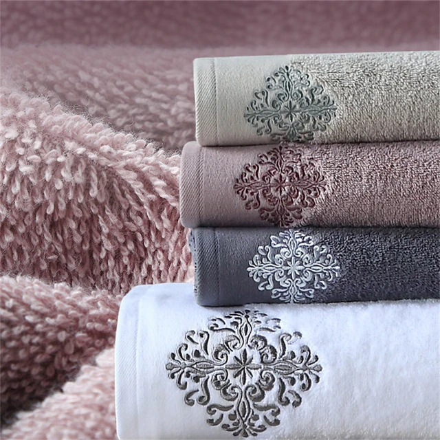 New Luxury Embroidery Adult Bath Towels Bathroom 140*80 cm Large Soft Cover  Hotel For Home Blanket Decoration Terry Wedding Gift