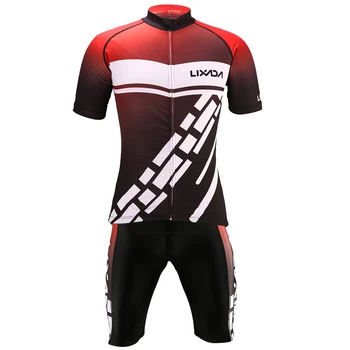 

Lixada Men's Cycling Clothes Set Quick Dry Short Sleeve Bicycle Jersey Shirt Tops 3D Cushion Padded Riding Bib Shorts Tights