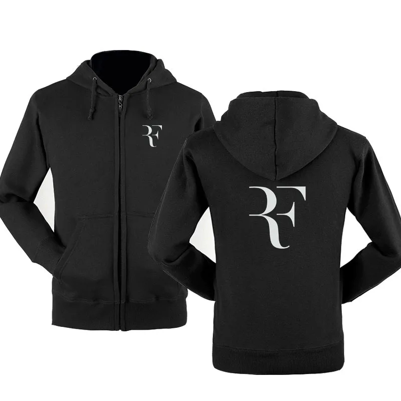 Winter Hoodie Male RF roger federer logo Long sleeve hoodies men Zipper Sweatshirt Hoodies Mens Hooded Coat Jacket e - Цвет: 1