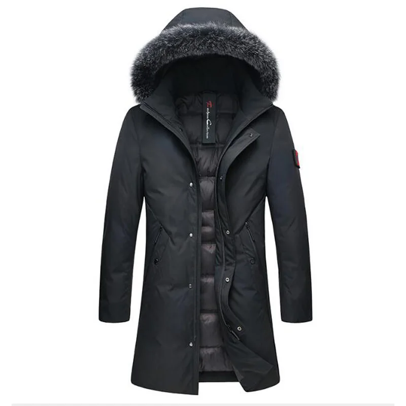 Высококачественная зимняя длинная куртка-пуховик для мужчин, толстая мужская куртка-пуховик, теплая ветровка, длинное пальто для мужчин, плюс размер 4XL 4XL