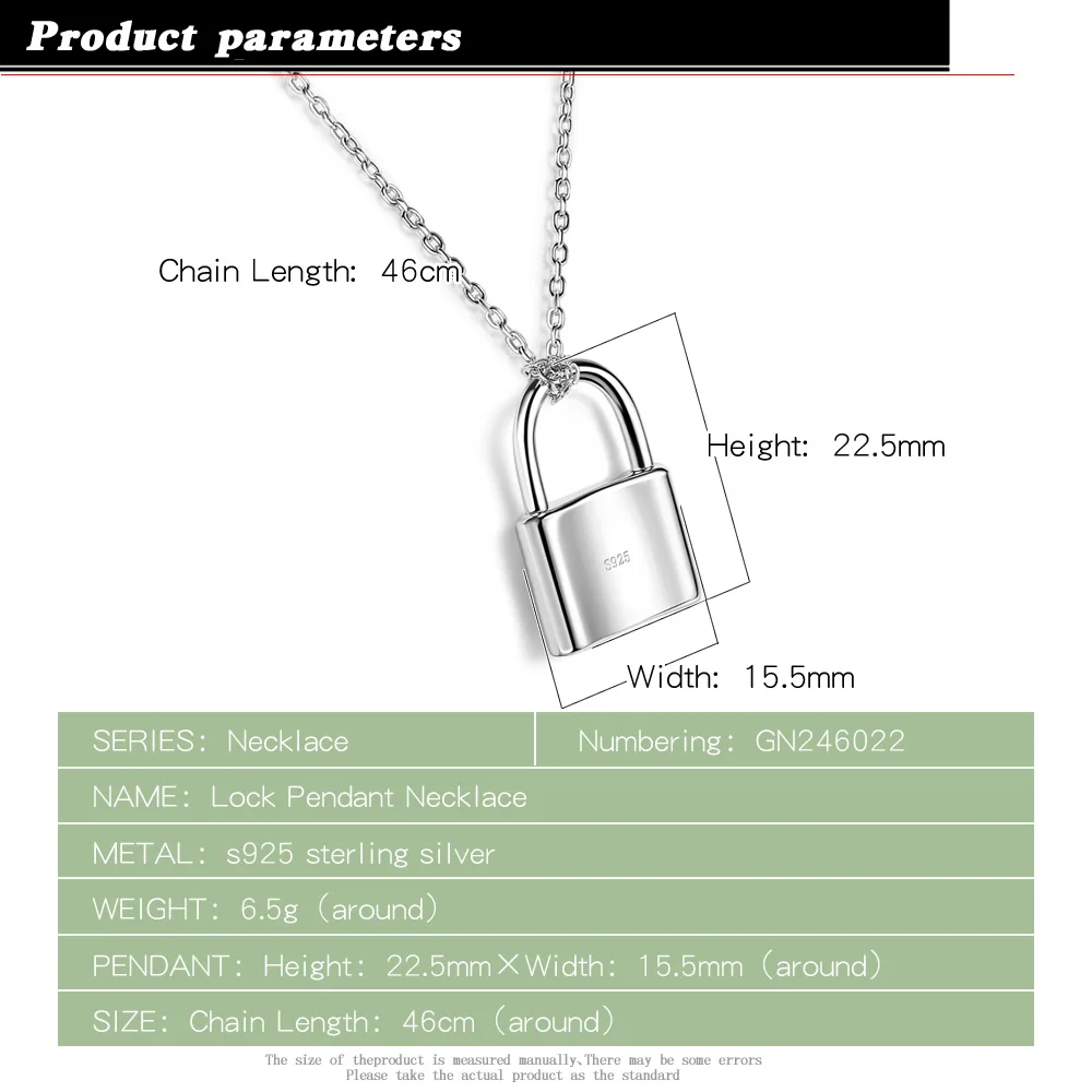 Punk Rock Hip Hop Key Padlock Pendant 925 Sterling Silver Necklace Women Charm Chain Necklaces Trendy Jewelry Wedding Gifts 2