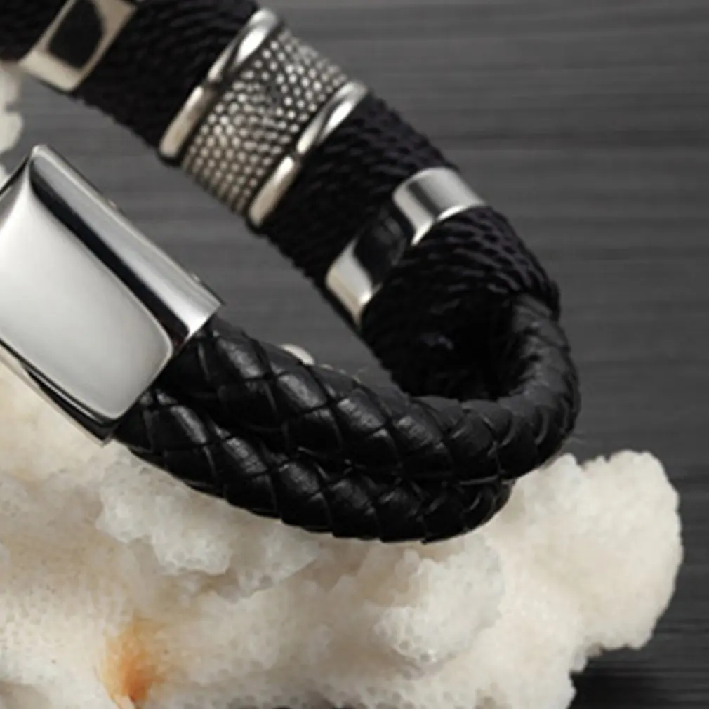 Мода модный мужской браслет обратный кожанный браслет pulseira feminina bileklik горячая Распродажа unsix браслет