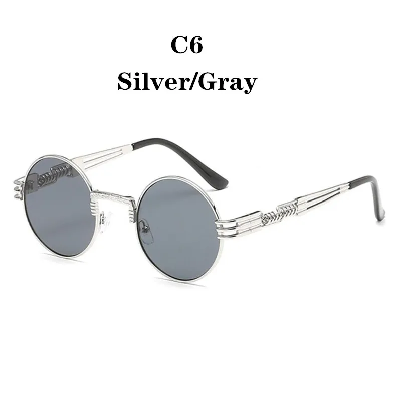ZSS0099C6 AIMISUV, стимпанк, круглые солнцезащитные очки, мужские, готический сплав, оправа, круглая форма, солнцезащитные очки, wo, мужские, брендовые, дизайнерские, зеркальные, высокое качество - Цвет линз: ZSS0099C6