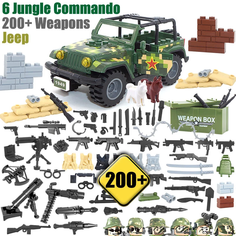 Police SWAT Military Boat Tank Jeep Army Minifigure Building Blocks War Toy