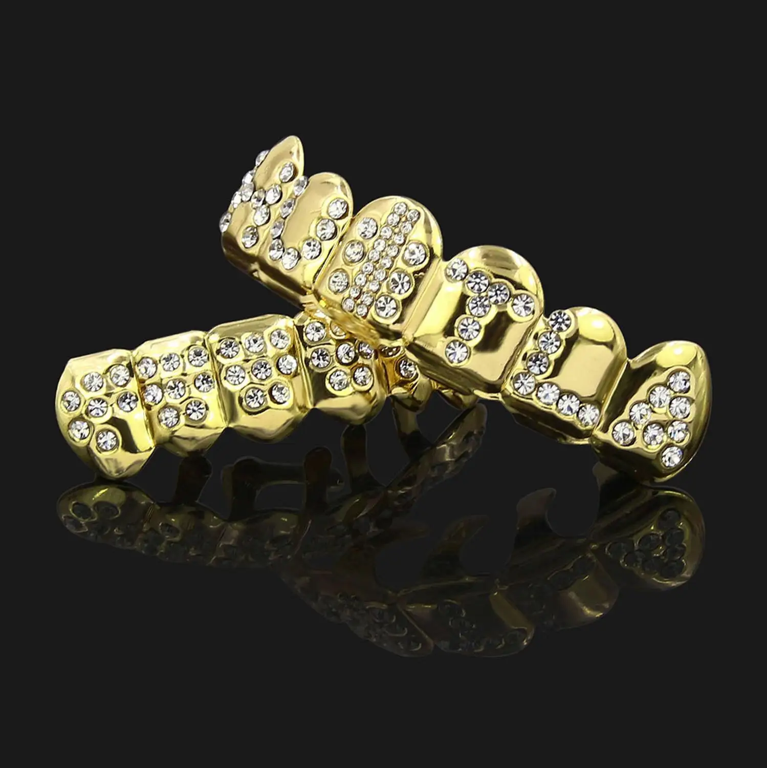 iced out Teeth Grillz Hip Hop Gold letter Dental Grills Mouth Punk Caps Cosplay Party Tooth Rapper for men women Gift | Украшения и