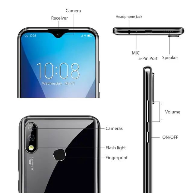 OUKITEL-Smartphone Y4800, 6G RAM, 128G ROM, Android 9,0, 6,3 ", 19,5 9 FHD, Octa Core, reconocimiento de huella dactilar, 4000mAh, 9V/2A OUKITEL-Smartphone Y4800, 6G RAM, 128G ROM, Android 9,0, 6,3 ", 19,5 9 FHD, Octa Core, reconocimiento de huella dactilar, 4000mAh, 9V/2A