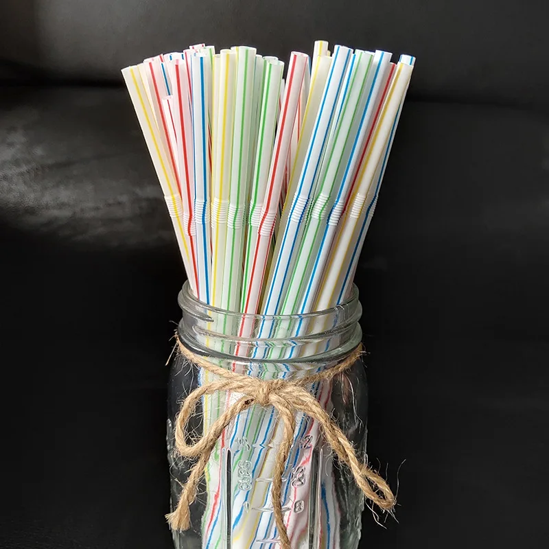 

100pcs Disposable Color Strip Straws Fluorescent Straws Soy Milk Cola Sprite Juice Drink Straw Decoracion Para Fiestas