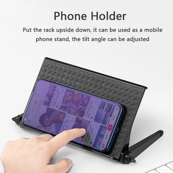 

Mobile Phone Holder Multi-Functional Storage Rack TV Computer LCD Display Rack Storage Bracket Top Shelf Adjustable Stands Black