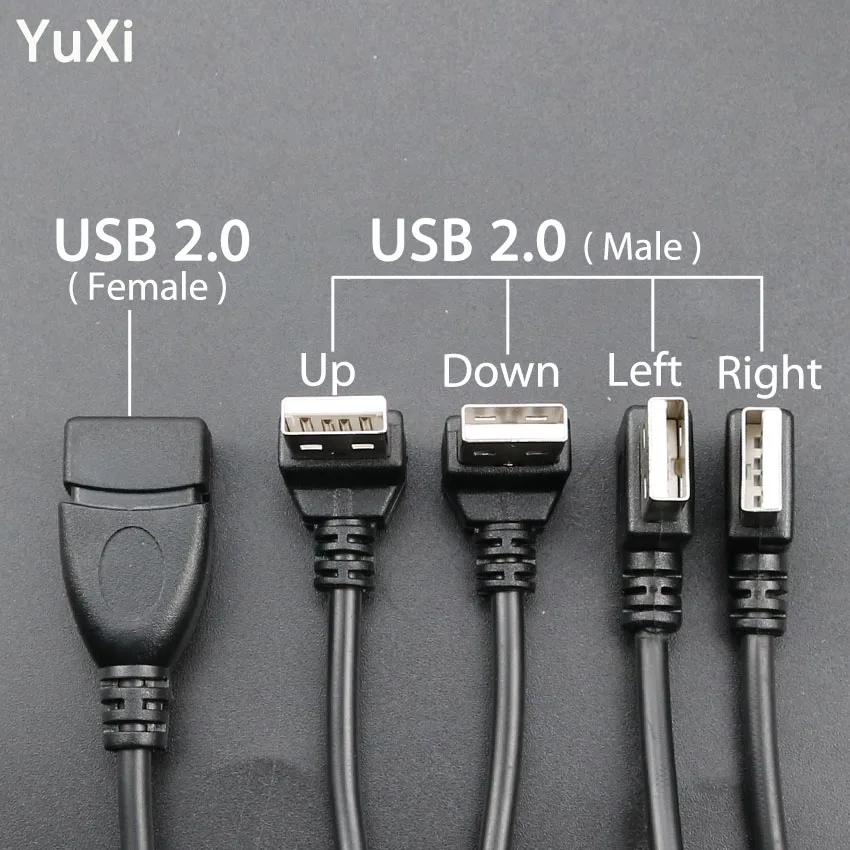 Удлинительный адаптер YuXi с разъемом USB 2 0 A Папа мама 90 углов черный мама|Сетевые