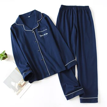 

2 Pieces Women Cotton Pajama Sets 2020 Autumn Winter Solid Woman Homewear Soft Warm Pocket Button Female Pajamas Set