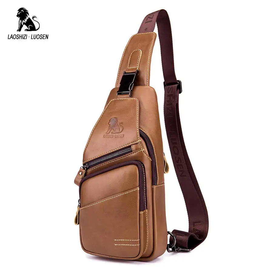 

Fashion Shoulder Bag Men Crossbody Bag High Capacity Chest Bag First Layer Cow Genuine Leather Daily Package Travel Men Bag